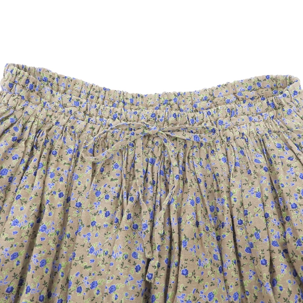 美品 棉质 花朵 半身裙 女士 浅棕色 蓝色 绿色 II 半身裙 II 女士