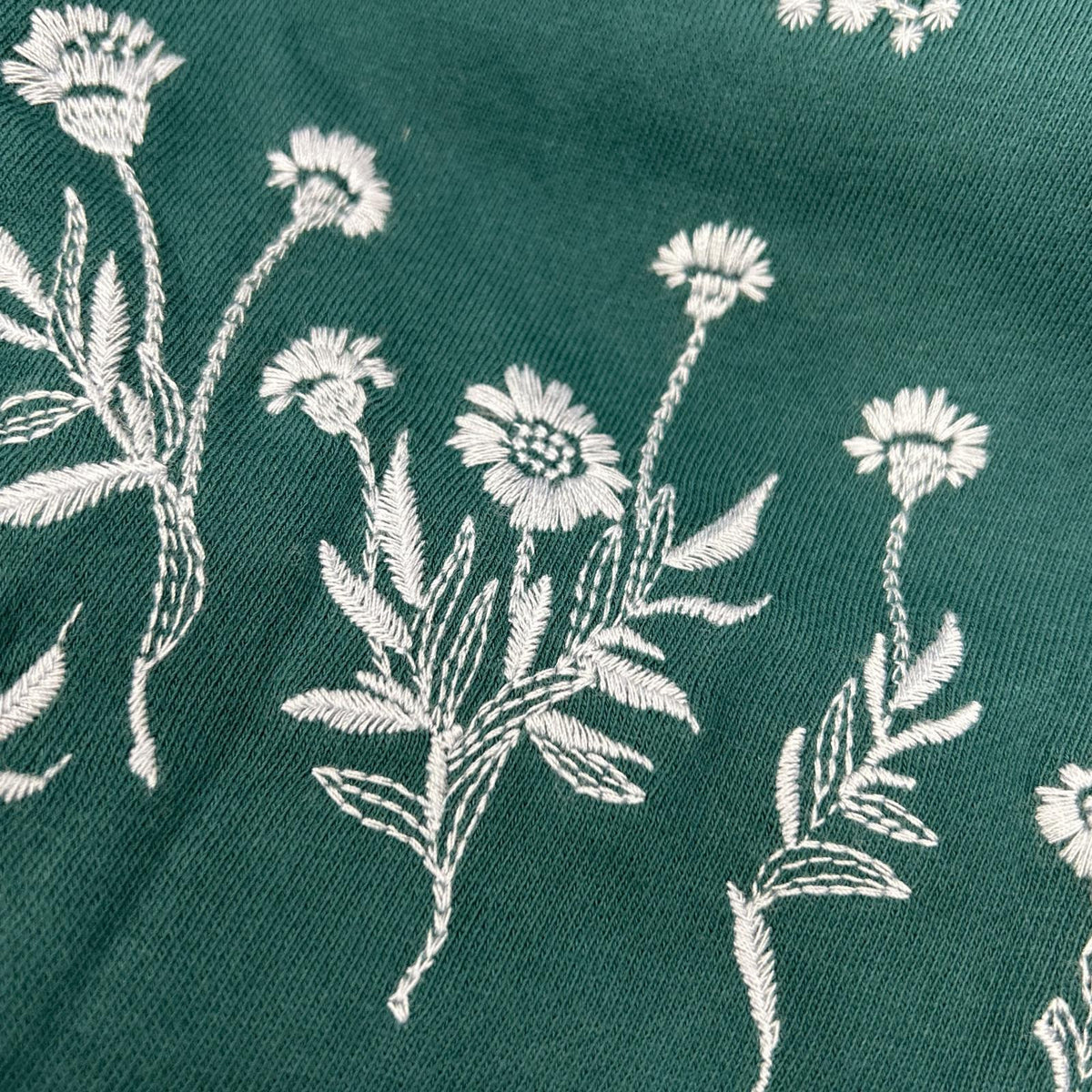 SUPER HAKKA スーパーハッカ 34920351 Green 40/20 Brushed Sweatshirt Flower Wreath Embroidery Dress Dress