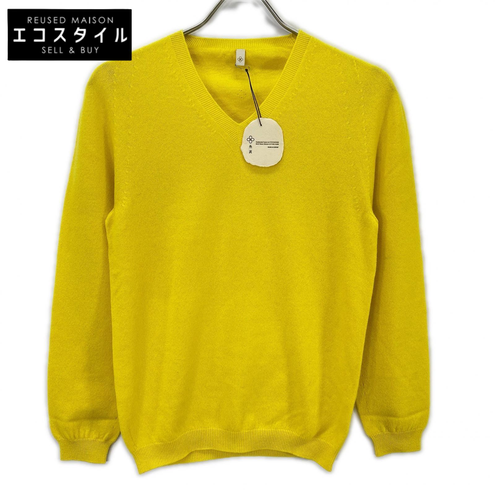 TOYOBOSHI Itoi KARIBA 09IT-EF0003 Yellow 100% Cashmere V-neck Knit Top