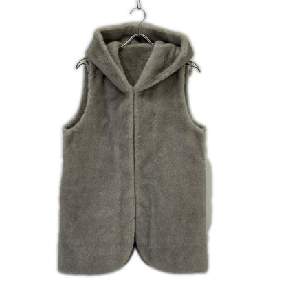 allureville Allureville Gray Faux Fur Hoodie Vest