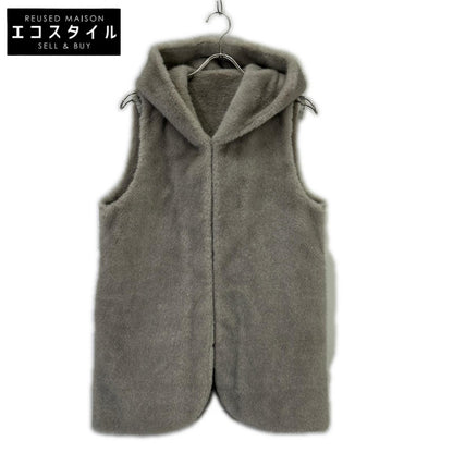 allureville Allureville Gray Faux Fur Hoodie Vest