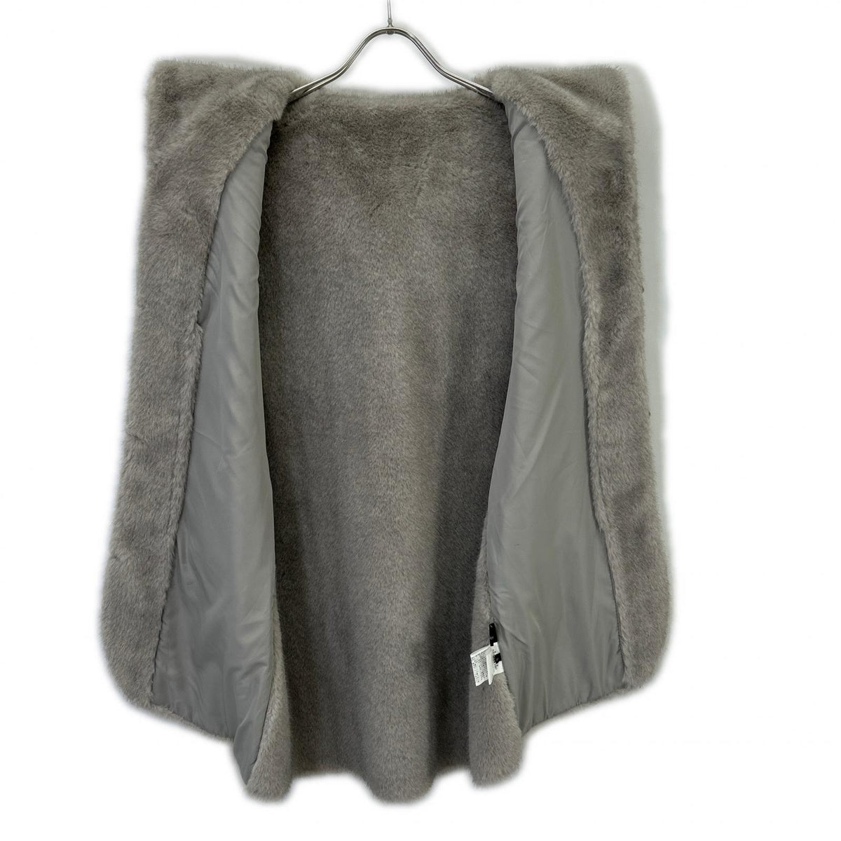allureville Allureville Gray Faux Fur Hoodie Vest