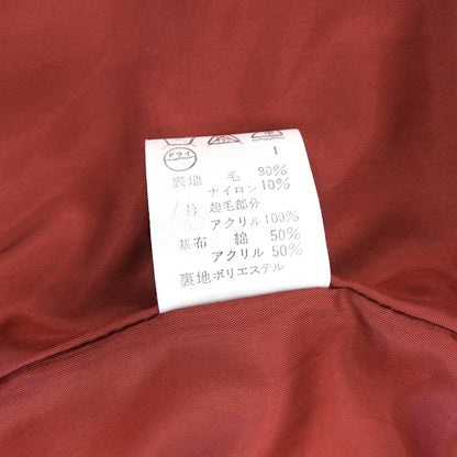美品 带衣领毛皮 羊毛 人字纹 女士风衣 红色 9 码 大衣 9 码 女士