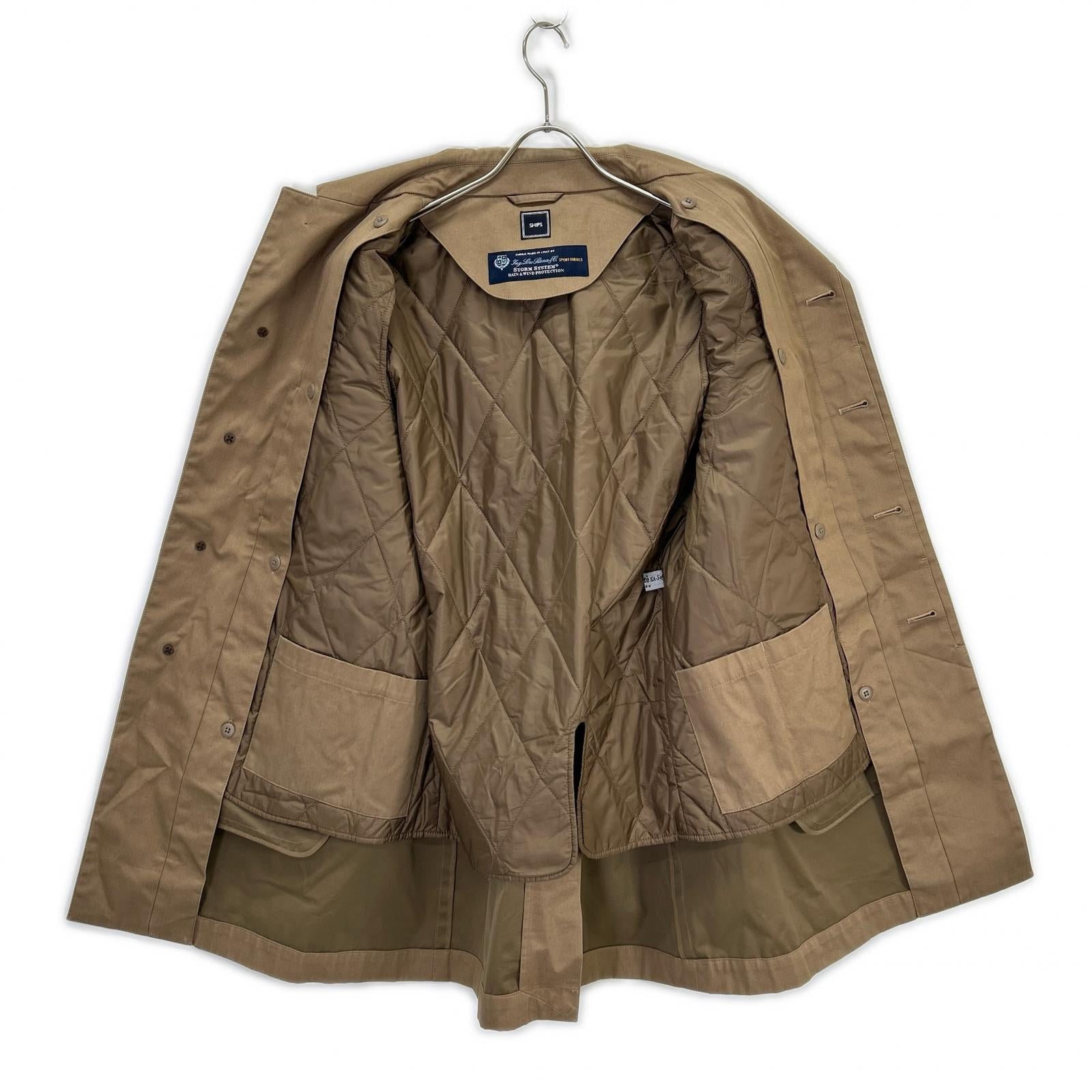 SHIPS 浅褐色 Loro Piana 面料 内胆 大衣 翻领风衣