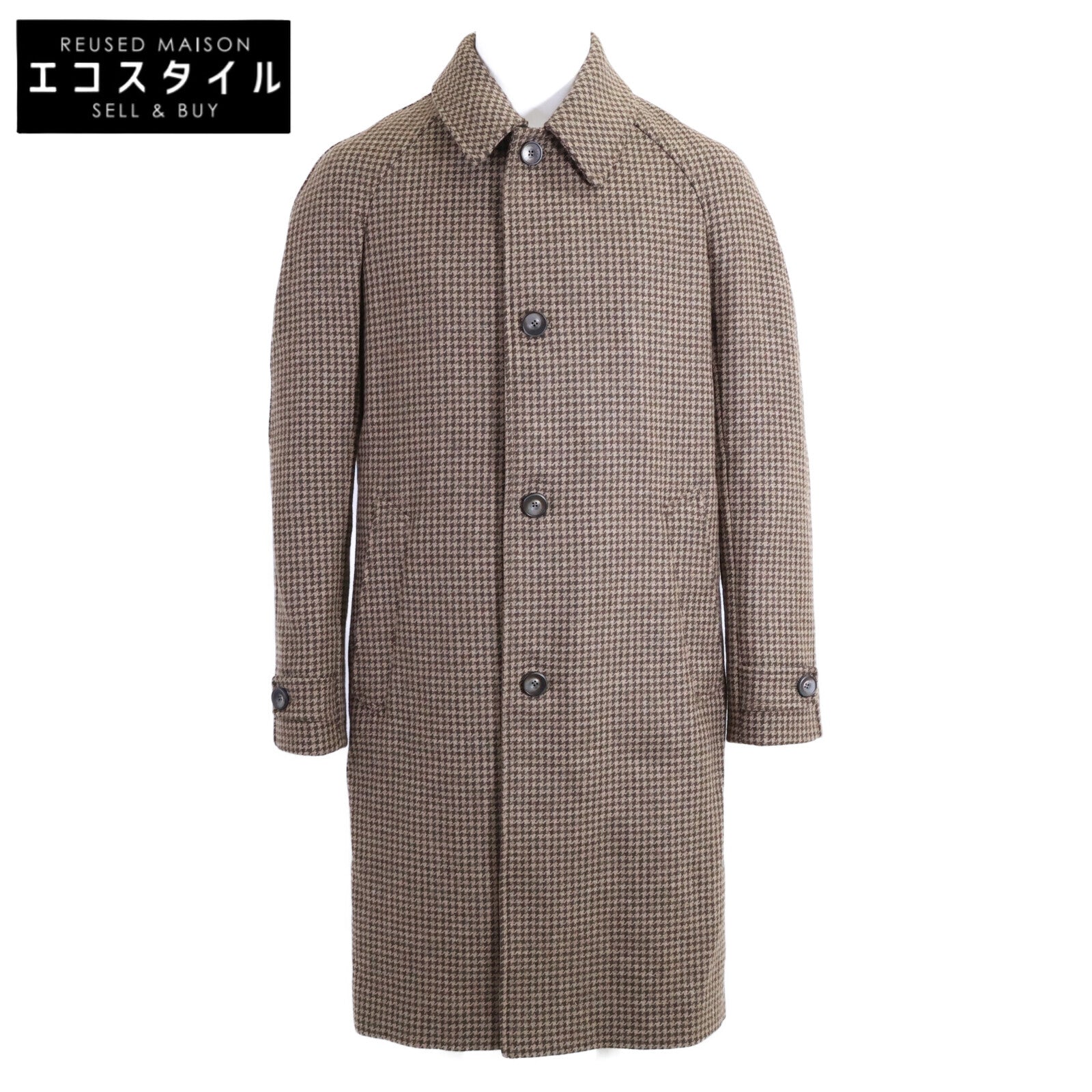 HERNO ヘルノ 新品同様 国内正規 25年製 CA000210U-33460-7780 ハウンドトゥース ステンカラー コート 46