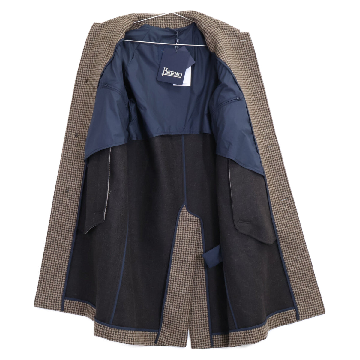 HERNO ヘルノ 新品同様 国内正規 25年製 CA000210U-33460-7780 ハウンドトゥース ステンカラー コート