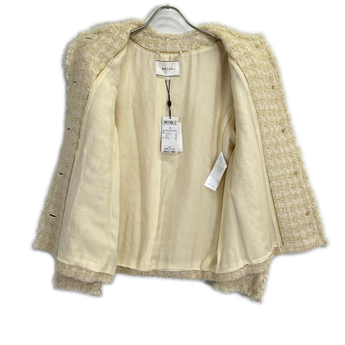 BEIGE ベイジ 23SS アイボリー MONGE ノーカラージャケット ジャケット