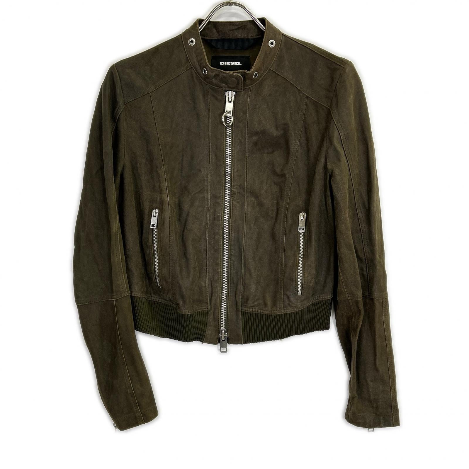 DIESEL ディーゼル カーキ ラムレザー ラーダース ブルゾン ジャケット