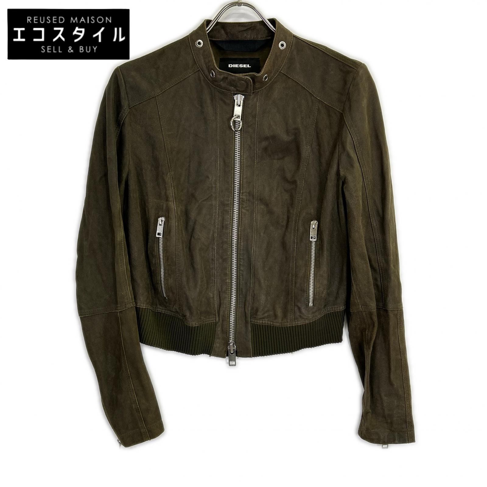 DIESEL ディーゼル カーキ ラムレザー ラーダース ブルゾン ジャケット