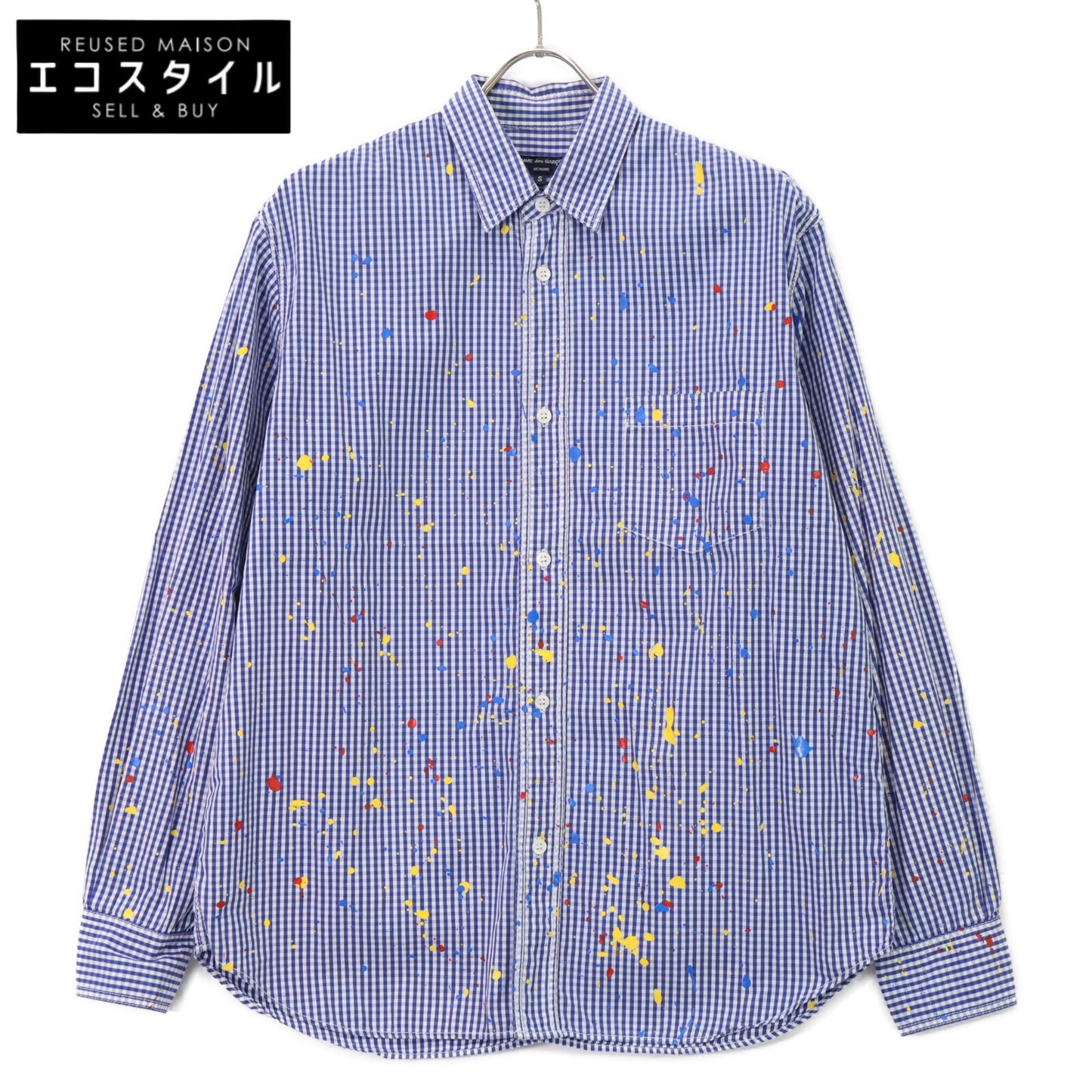 COMME des GARCONS HOMME 川久保玲 HOMME 【美品】HD-B015 府绸格纹 印花长袖衬衫 上衣