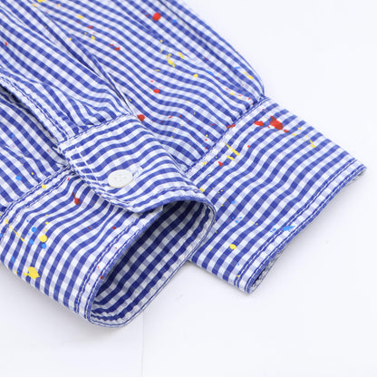 COMME des GARCONS HOMME 川久保玲 HOMME 【美品】HD-B015 府绸格纹 印花长袖衬衫 上衣