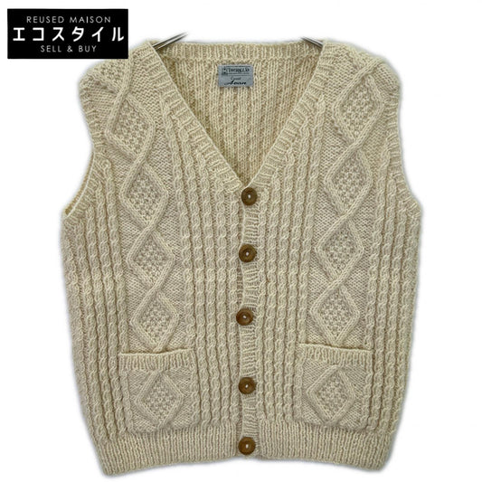 INVERALLAN Ivory Green Tag Cable Knit Vest Vest