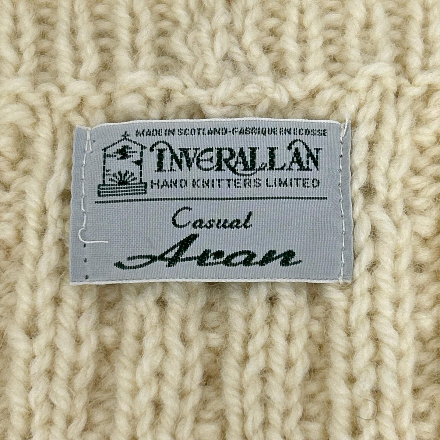 Inverallan インバーアラン アイボリー グリーンタグケーブル ニット ベスト ベスト