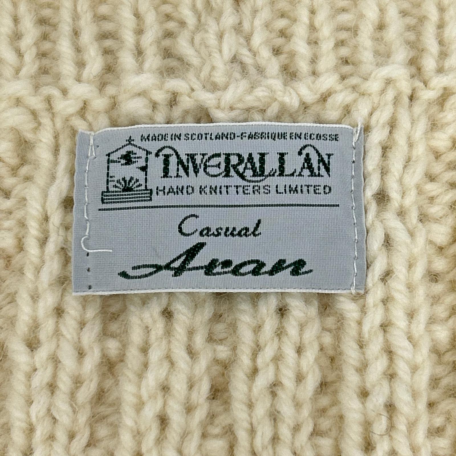 Inverallan インバーアラン アイボリー グリーンタグケーブル ニット ベスト ベスト