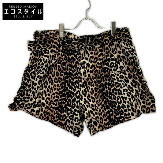 GANNI Black x Yellow Leopard Print Shorts Bottoms