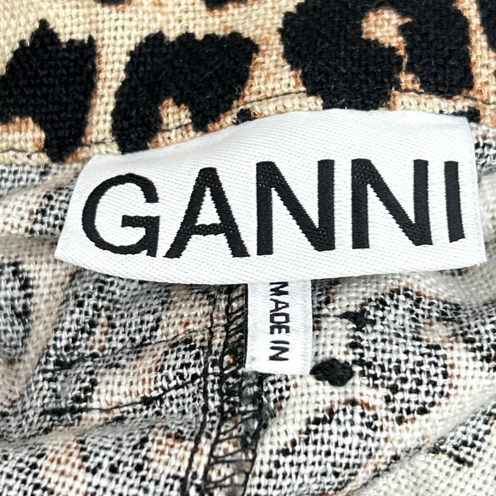 GANNI ガニー ブラック×イエロー レオパード柄 ショートパンツ ボトムス