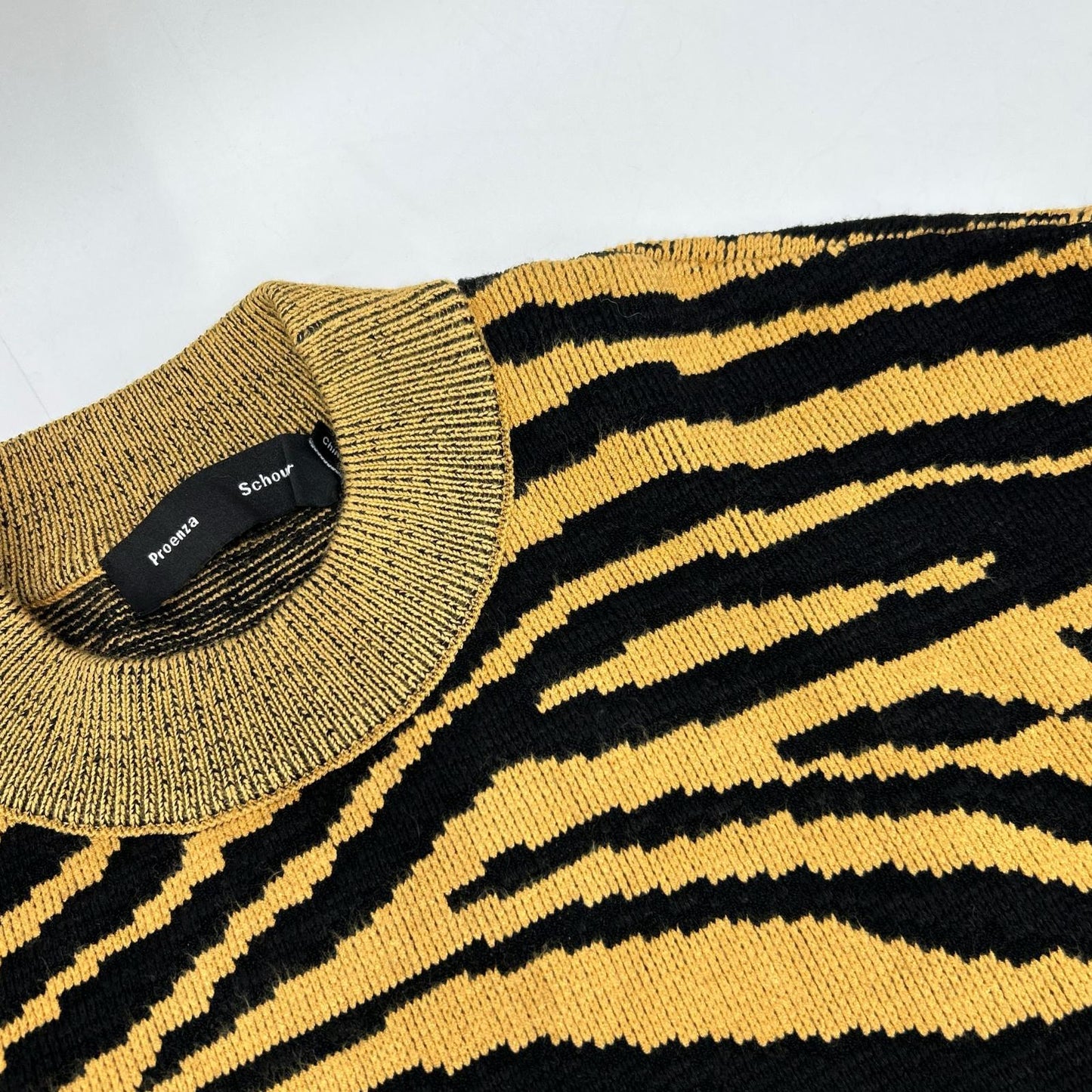 Proenza Schouler プロエンザスクーラー ブラック×マスタード レオパード柄 クロップド ニットトップス トップス