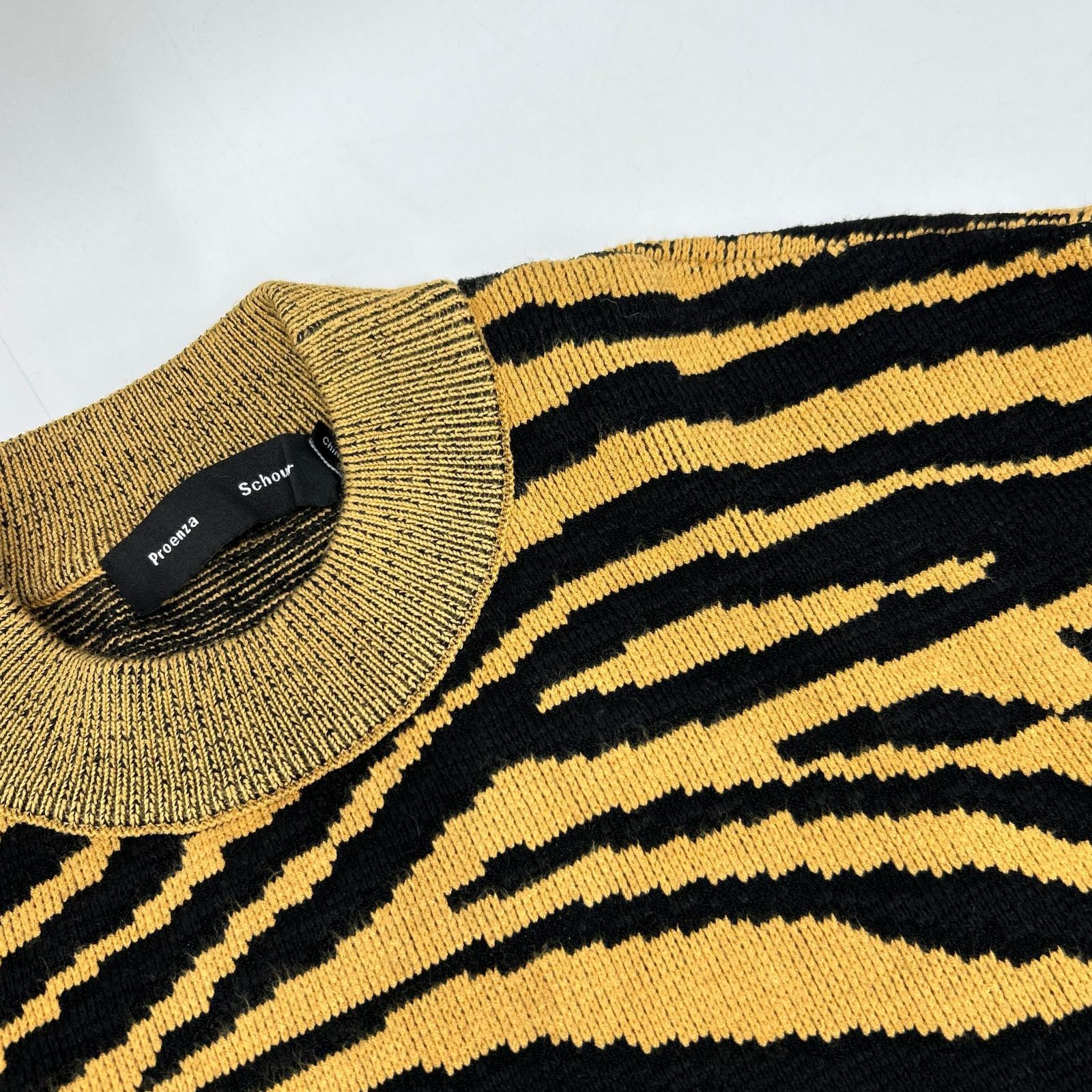 Proenza Schouler プロエンザスクーラー ブラック×マスタード レオパード柄 クロップド ニットトップス トップス
