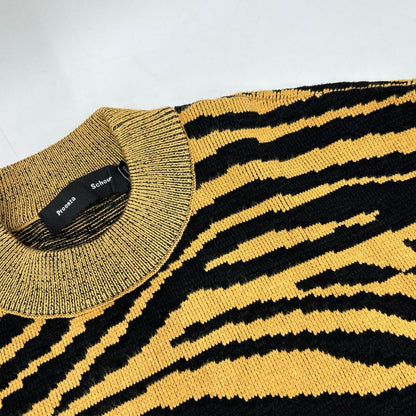 Proenza Schouler プロエンザスクーラー ブラック×マスタード レオパード柄 クロップド ニットトップス トップス