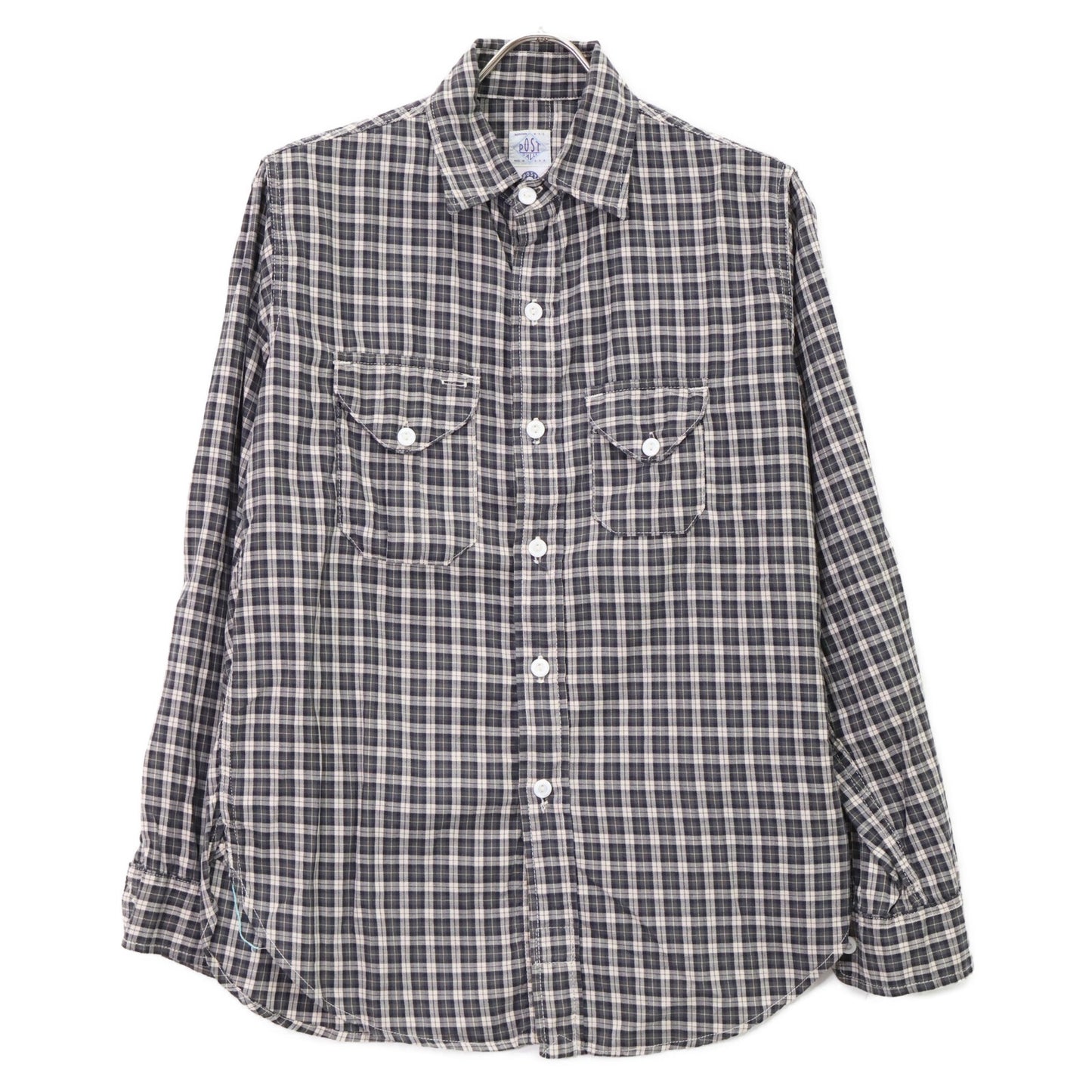 POST OVERALLS 后片整体 【美品】格纹 橡子型口袋 长袖衬衫 上衣