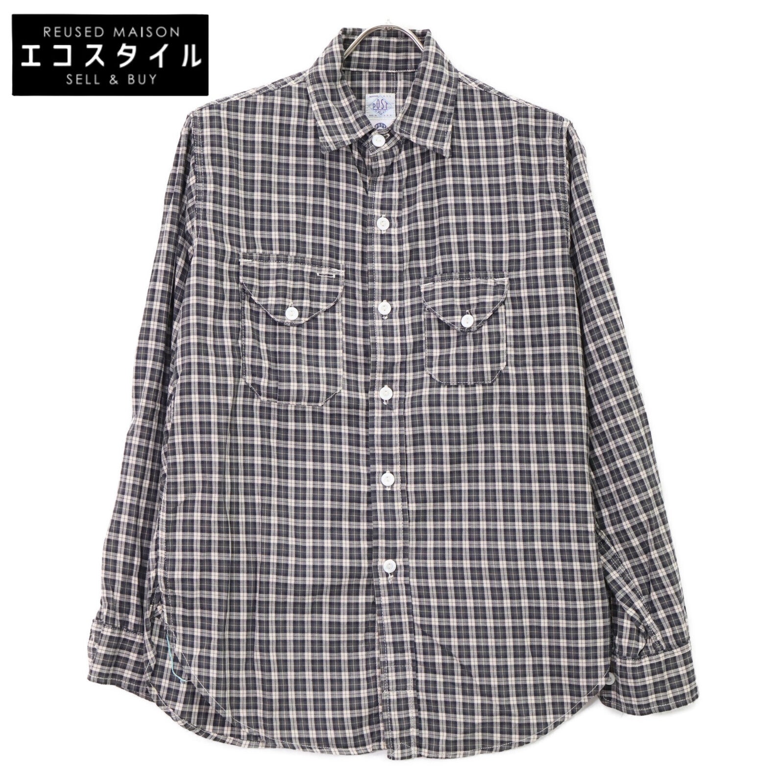 POST OVERALLS 后片整体 【美品】格纹 橡子型口袋 长袖衬衫 上衣