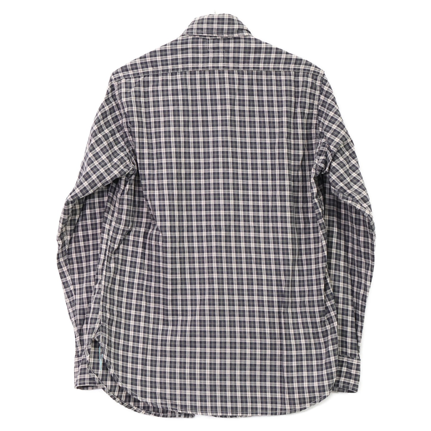POST OVERALLS 后片整体 【美品】格纹 橡子型口袋 长袖衬衫 上衣