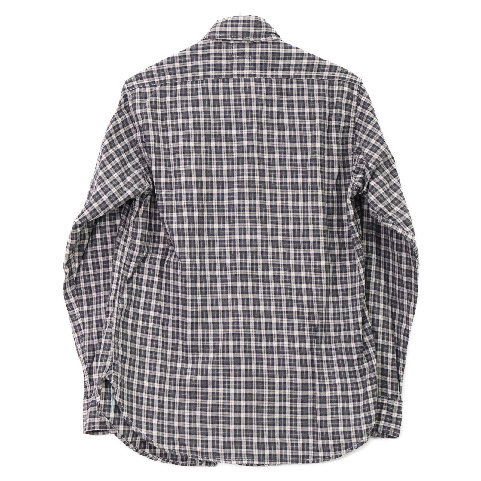 POST OVERALLS 后片整体 【美品】格纹 橡子型口袋 长袖衬衫 上衣