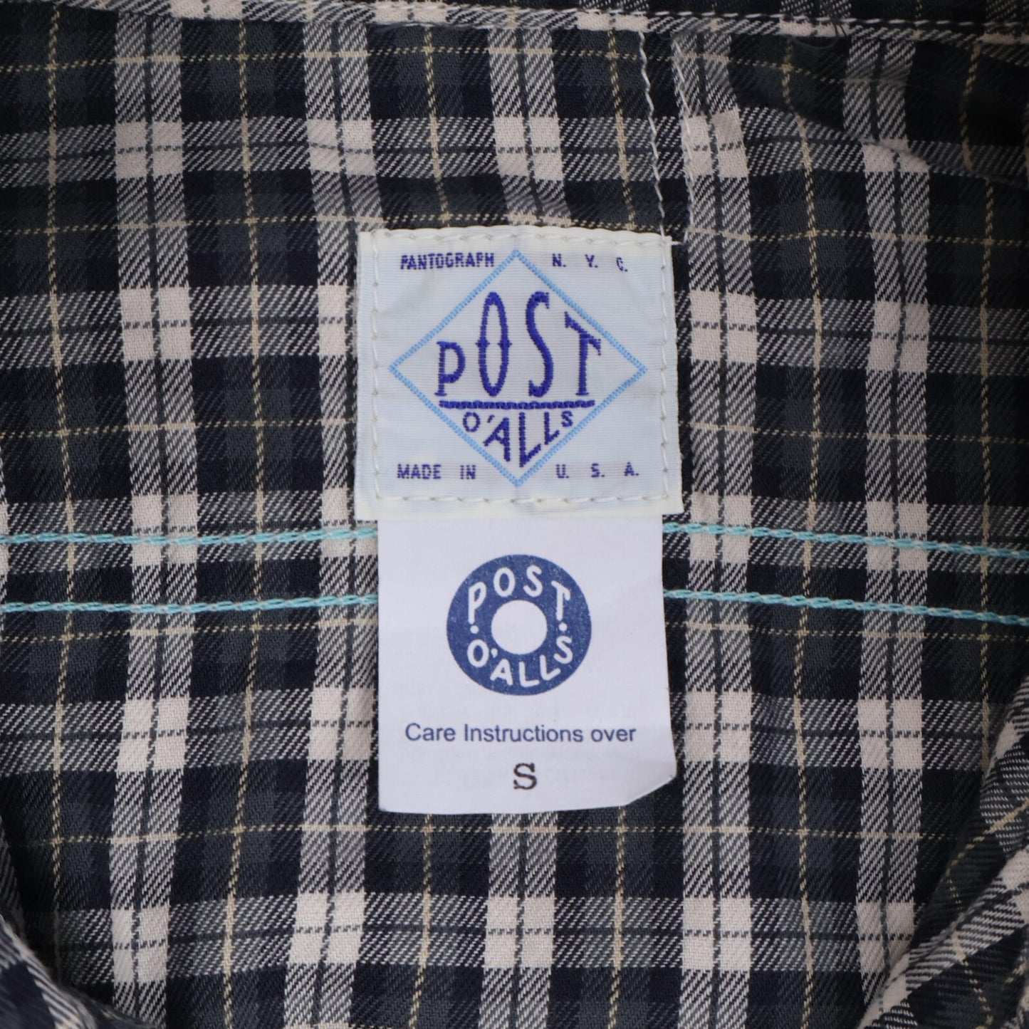 POST OVERALLS 后片整体 【美品】格纹 橡子型口袋 长袖衬衫 上衣