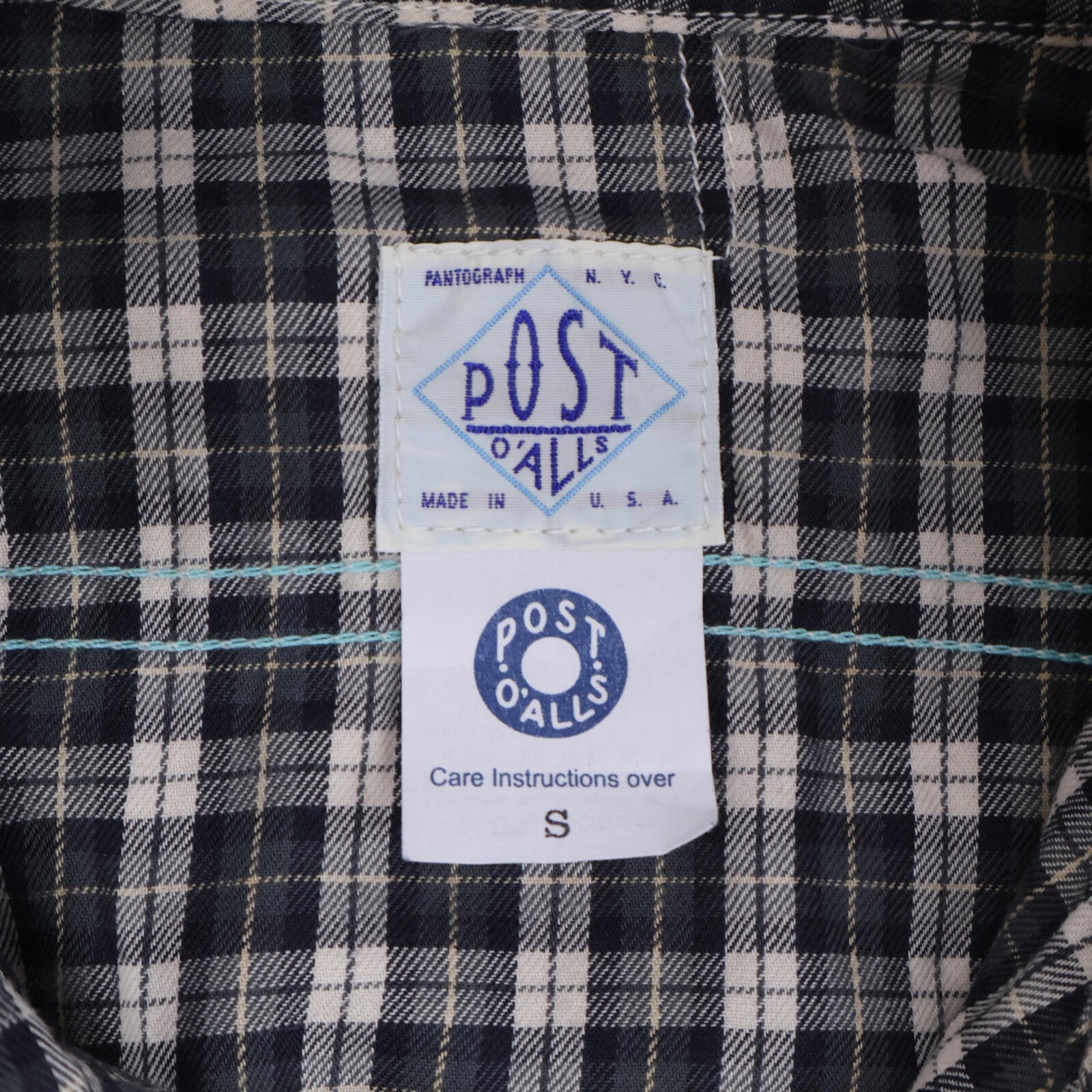 POST OVERALLS 后片整体 【美品】格纹 橡子型口袋 长袖衬衫 上衣