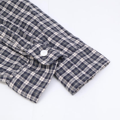 POST OVERALLS 后片整体 【美品】格纹 橡子型口袋 长袖衬衫 上衣