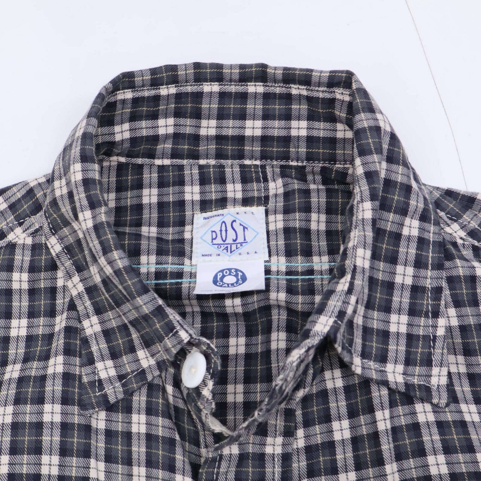 POST OVERALLS 后片整体 【美品】格纹 橡子型口袋 长袖衬衫 上衣