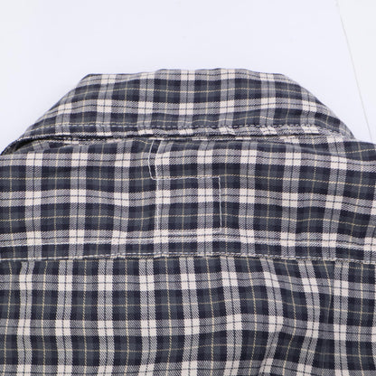 POST OVERALLS 后片整体 【美品】格纹 橡子型口袋 长袖衬衫 上衣