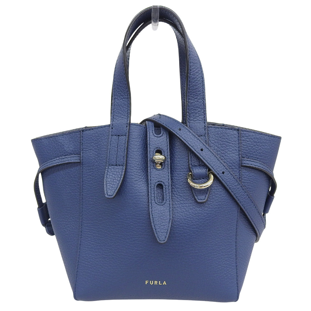 FURLA フルラ 美品 NET MINI 2WAY ハンドバッグ ショルダーバッグ レディース ブルー BASRFUA HSF000 ハンドバッグ