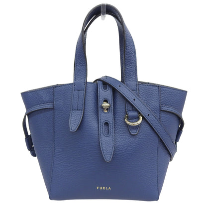 FURLA フルラ 美品 NET MINI 2WAY ハンドバッグ ショルダーバッグ レディース ブルー BASRFUA HSF000 ハンドバッグ