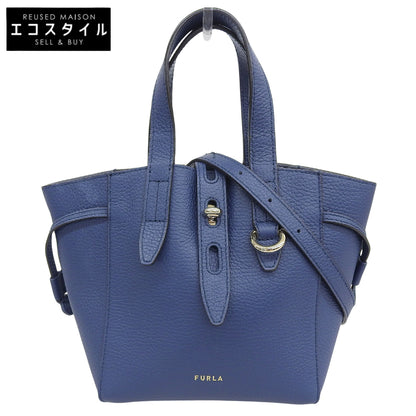 FURLA フルラ 美品 NET MINI 2WAY ハンドバッグ ショルダーバッグ レディース ブルー BASRFUA HSF000 ハンドバッグ