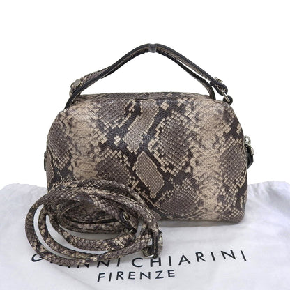 GIANNICHIARINI ジャンニキアリーニ 美品 ALIFA S パイソン 2WAY ハンドバッグ ショルダーバッグ レディース ベージュ系 561 ハンドバッグ