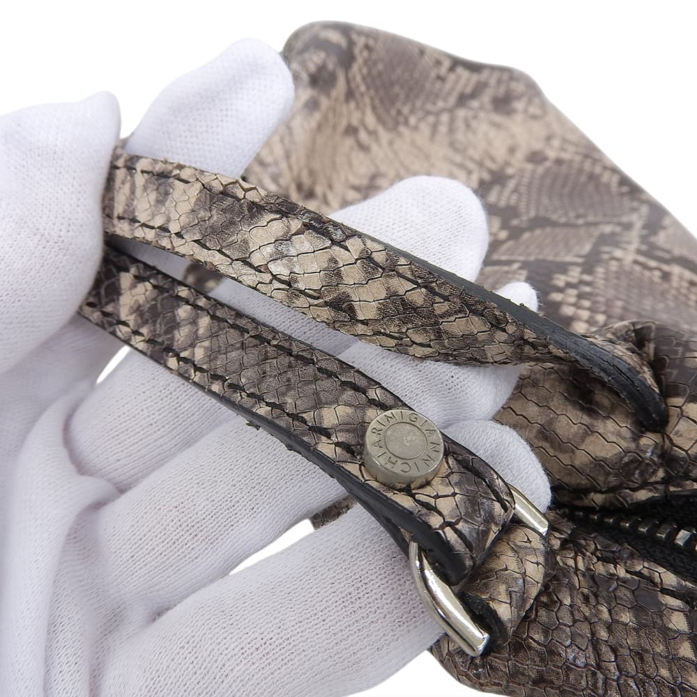 GIANNICHIARINI ジャンニキアリーニ 美品 ALIFA S パイソン 2WAY ハンドバッグ ショルダーバッグ レディース ベージュ系 561 ハンドバッグ