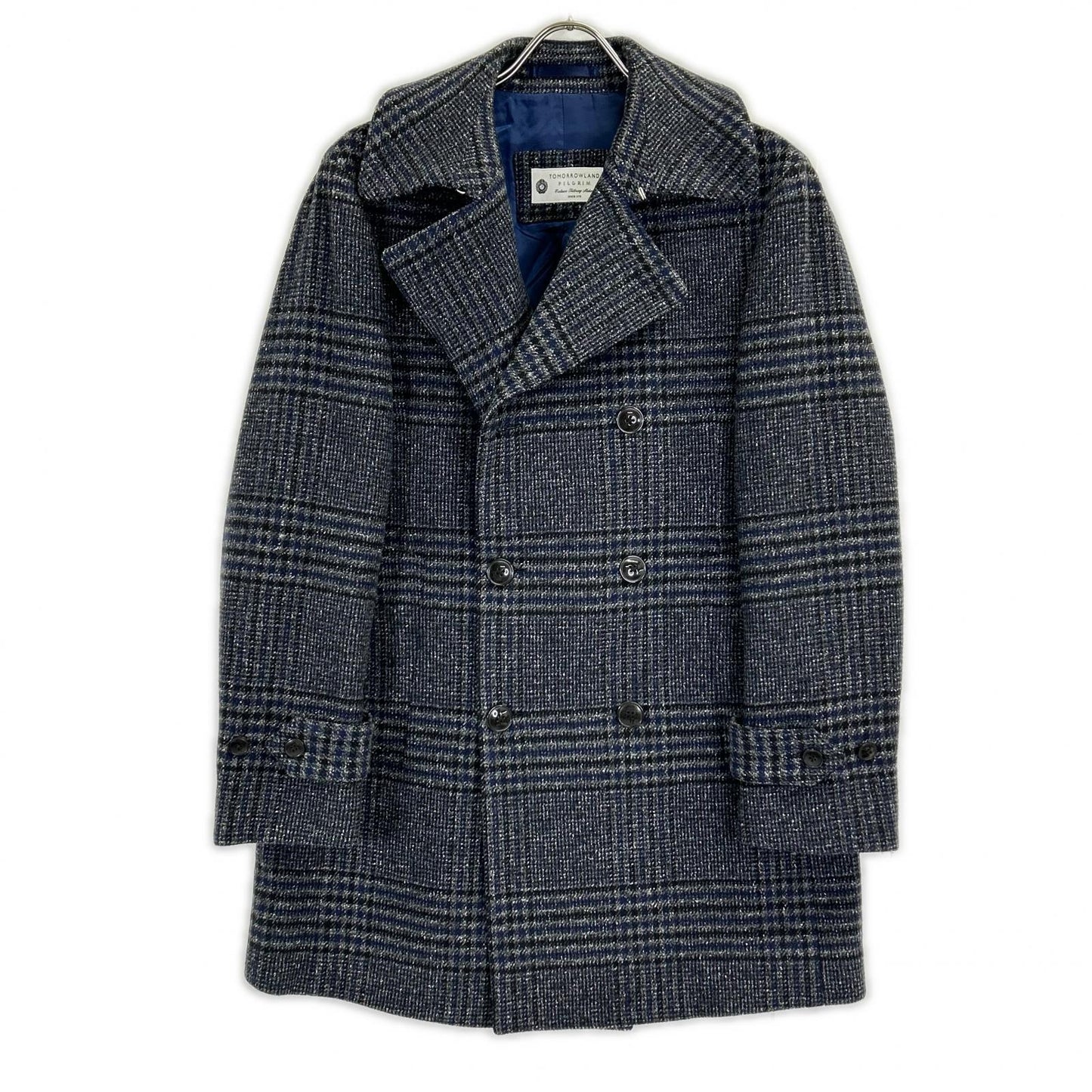 [Excellent condition] 61-09-14-09102 Wool Silk Cashmere Nep Tweed Pea Coat NOVARA Coat 46 Men's