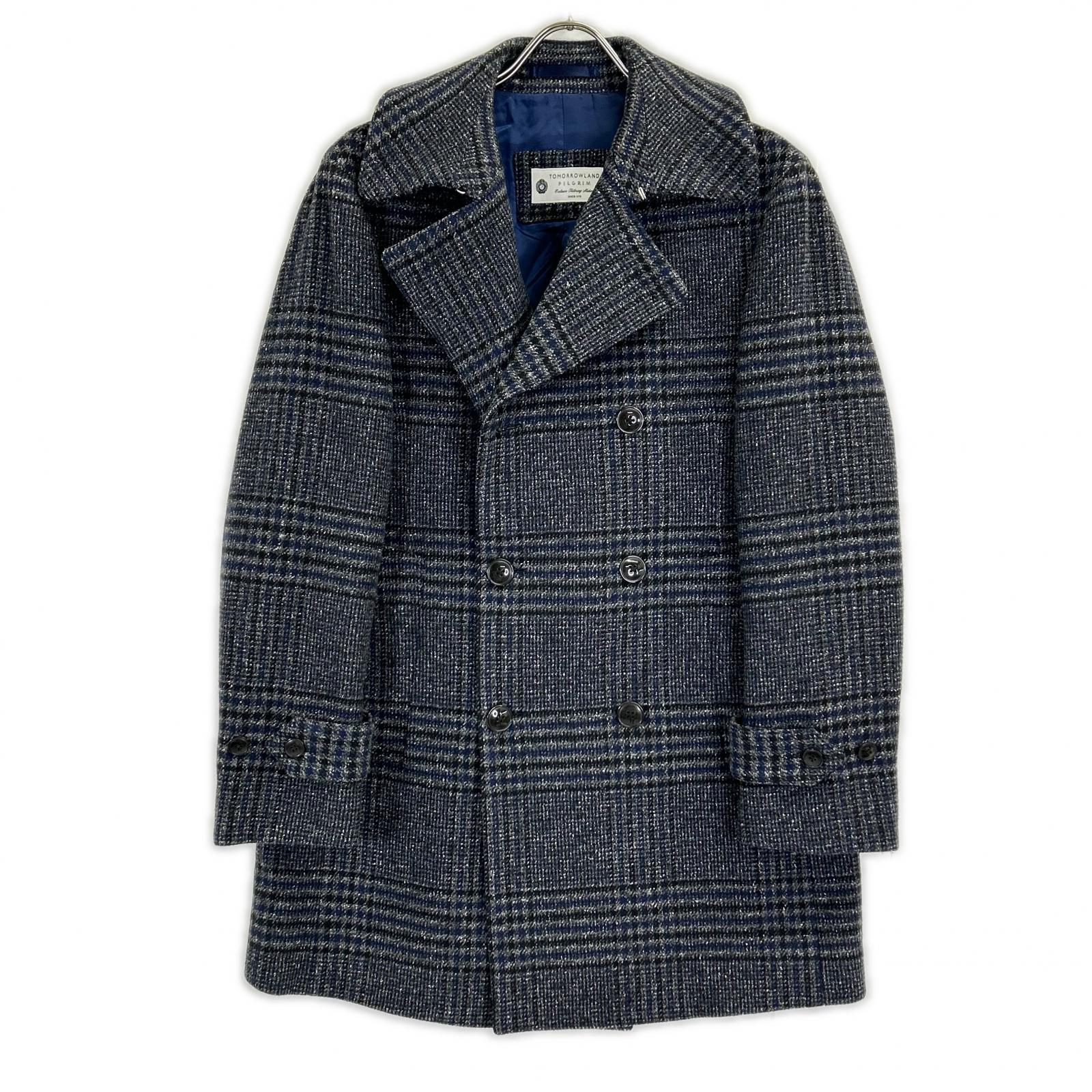 [Excellent condition] 61-09-14-09102 Wool Silk Cashmere Nep Tweed Pea Coat NOVARA Coat 46 Men's