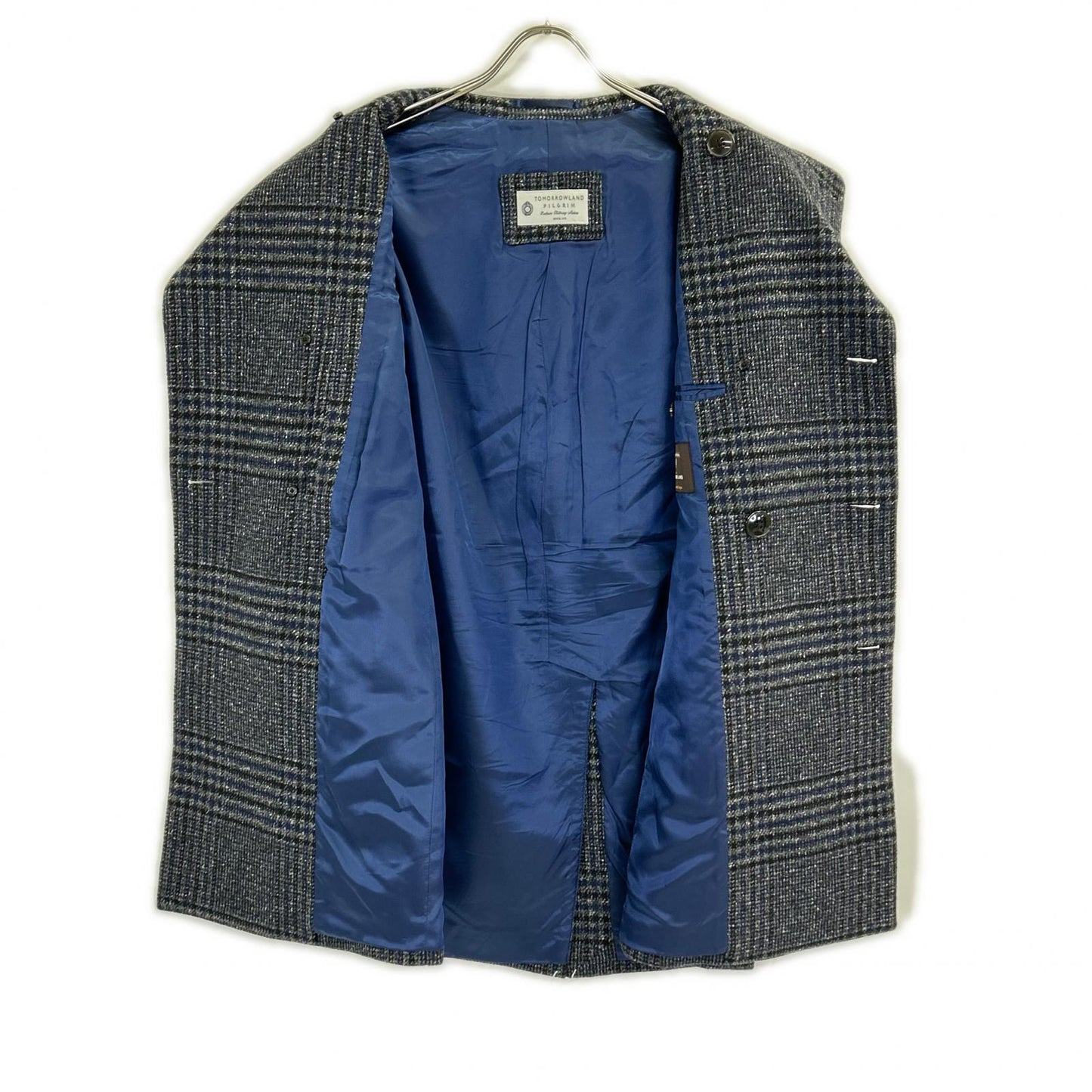 [Excellent condition] 61-09-14-09102 Wool Silk Cashmere Nep Tweed Pea Coat NOVARA Coat 46 Men's