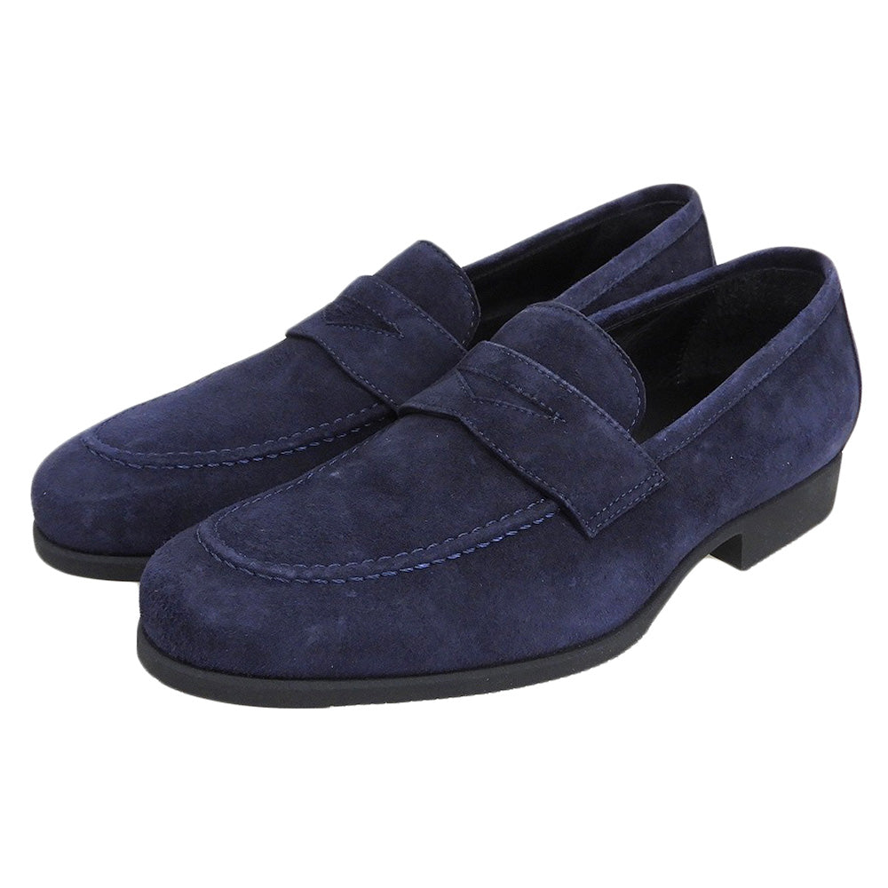 FERRANTE フェランテ 新品同様 スエード ローファー シューズ メンズ ネイビー 5 シューズ 5