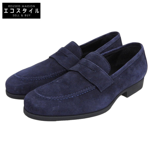 FERRANTE フェランテ 新品同様 スエード ローファー シューズ メンズ ネイビー 5 シューズ 5