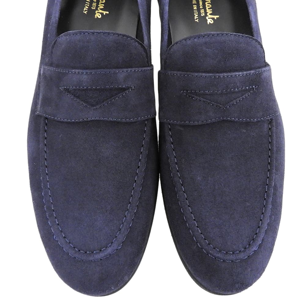 FERRANTE フェランテ 新品同様 スエード ローファー シューズ メンズ ネイビー 5 シューズ 5