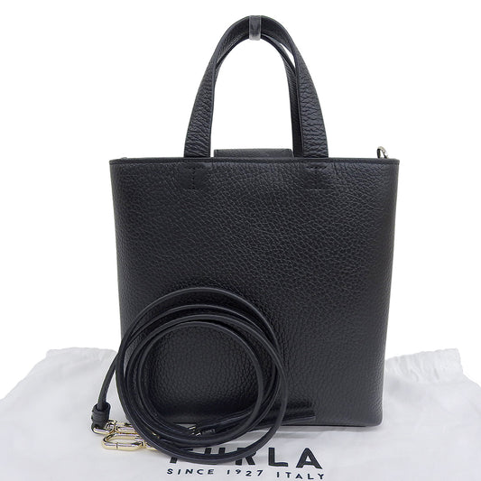 FURLA Excellent Condition SFERA MEDIUM 2WAY Handbag Shoulder Bag Ladies Black WE00666 HSF000 Handbag
