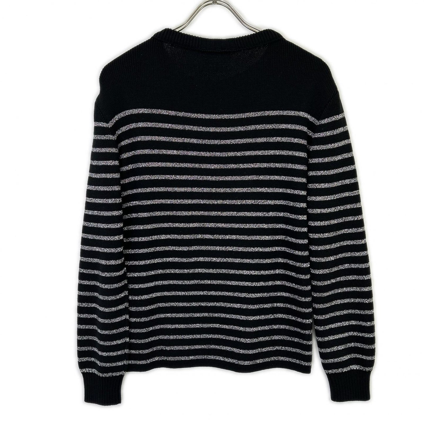 SAINT LAURENT PARIS 588078 2019 Black Border Shoulder Button Knit Top