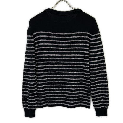 SAINT LAURENT PARIS 588078 2019 Black Border Shoulder Button Knit Top