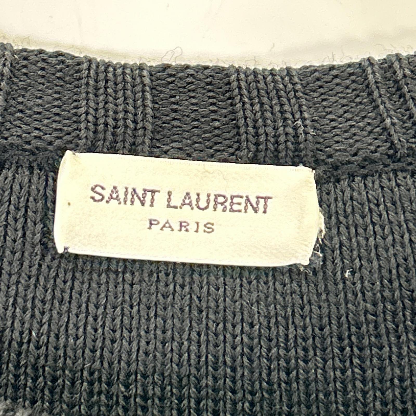 SAINT LAURENT PARIS 588078 2019 Black Border Shoulder Button Knit Top