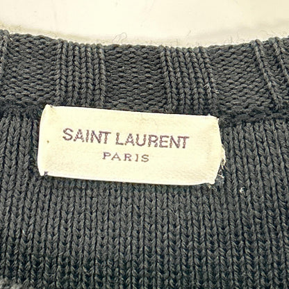 SAINT LAURENT PARIS 588078 2019 Black Border Shoulder Button Knit Top