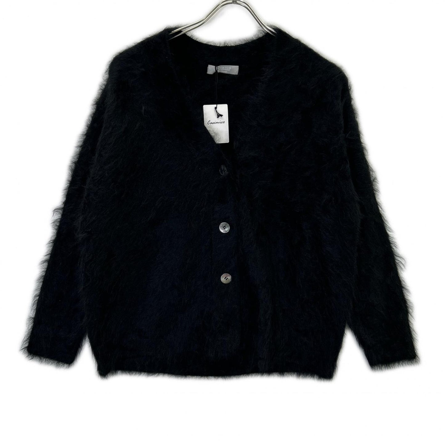 CASIMICO CASI-2458 Black Cashmere Shaggy Fur Cardigan Top