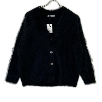 CASIMICO CASI-2458 Black Cashmere Shaggy Fur Cardigan Top